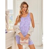 image:imageEkouaer Tank Nightgowns for Women 2 Pack Sexy Night Gown Sleeveless Sleepwear Soft Sleep Dress Button SleepshirtBlackpurple Star
