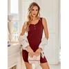 image:imageEkouaer Tank Nightgowns for Women 2 Pack Sexy Night Gown Sleeveless Sleepwear Soft Sleep Dress Button SleepshirtBlackwine Red