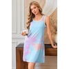 image:imageEkouaer Tank Nightgowns for Women Sleeveless Sleep Dress Crew Neck Sleep Shirt Comfy Pajama DressColorful Tiedye
