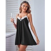 image:imageEkouaer Women Lace Nightgown Sexy Spaghetti Strap Cami Sleeveless Chemise Sleepwear Sleep DressBlack