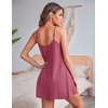 image:imageEkouaer Women Lace Nightgown Sexy Spaghetti Strap Cami Sleeveless Chemise Sleepwear Sleep DressCherry Red