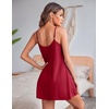 image:imageEkouaer Women Lace Nightgown Sexy Spaghetti Strap Cami Sleeveless Chemise Sleepwear Sleep DressDark Red