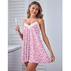 image:imageEkouaer Women Lace Nightgown Sexy Spaghetti Strap Cami Sleeveless Chemise Sleepwear Sleep DressPink Flower Print