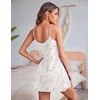 image:imageEkouaer Women Lace Nightgown Sexy Spaghetti Strap Cami Sleeveless Chemise Sleepwear Sleep DressWhite and Flower