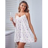 image:imageEkouaer Women Lace Nightgown Sexy Spaghetti Strap Cami Sleeveless Chemise Sleepwear Sleep DressWhite and Purple Flower