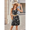 image:imageEkouaer Women Nightgown with Pockets Sleep Shirts Sleeveless Sleepwear Pleated Front Nightshirt Round Neck NightdressBlack Star Moon