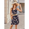 image:imageEkouaer Women Nightgown with Pockets Sleep Shirts Sleeveless Sleepwear Pleated Front Nightshirt Round Neck NightdressBlue Yellow Flower