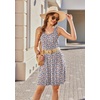 image:imageEkouaer Women Nightgown with Pockets Sleep Shirts Sleeveless Sleepwear Pleated Front Nightshirt Round Neck NightdressBrown Blue Florals