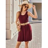 image:imageEkouaer Women Nightgown with Pockets Sleep Shirts Sleeveless Sleepwear Pleated Front Nightshirt Round Neck NightdressCherry Red