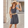 image:imageEkouaer Women Nightgown with Pockets Sleep Shirts Sleeveless Sleepwear Pleated Front Nightshirt Round Neck NightdressDark Grey