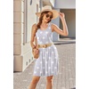 image:imageEkouaer Women Nightgown with Pockets Sleep Shirts Sleeveless Sleepwear Pleated Front Nightshirt Round Neck NightdressGray Star