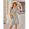 image:imageEkouaer Women Nightgown with Pockets Sleep Shirts Sleeveless Sleepwear Pleated Front Nightshirt Round Neck NightdressGrey