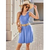 image:imageEkouaer Women Nightgown with Pockets Sleep Shirts Sleeveless Sleepwear Pleated Front Nightshirt Round Neck NightdressSky Blue