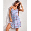 image:imageEkouaer Women Nightgowns Sleeveless Sleepwear Spaghetti Strap Racerback Pajama Dress NightshirtFlag Blue