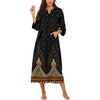 image:imageEkouaer Women Zipper Robe 34 Sleeves Loungewear Dress Full Length Sleepwear Pockets Housecoat Nightgown Long BathrobeBlack Feather