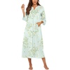 image:imageEkouaer Women Zipper Robe 34 Sleeves Loungewear Dress Full Length Sleepwear Pockets Housecoat Nightgown Long BathrobeFloral Light Green