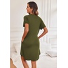 image:imageEkouaer Womens Button Down Nightgown Short Sleeve Sleepshirt V Neck Night Shirt Soft Pajamas Dress with PocketsArmy Green