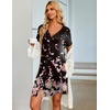 image:imageEkouaer Womens Button Down Nightgown Short Sleeve Sleepshirt V Neck Night Shirt Soft Pajamas Dress with PocketsBegonia Flowers