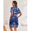 image:imageEkouaer Womens Button Down Nightgown Short Sleeve Sleepshirt V Neck Night Shirt Soft Pajamas Dress with PocketsBlue Vines