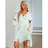 image:imageEkouaer Womens Button Down Nightgown Short Sleeve Sleepshirt V Neck Night Shirt Soft Pajamas Dress with PocketsFloral Green