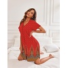 image:imageEkouaer Womens Button Down Nightgown Short Sleeve Sleepshirt V Neck Night Shirt Soft Pajamas Dress with PocketsFloral Red