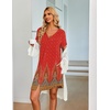 image:imageEkouaer Womens Button Down Nightgown Short Sleeve Sleepshirt V Neck Night Shirt Soft Pajamas Dress with PocketsFloral Red