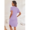 image:imageEkouaer Womens Button Down Nightgown Short Sleeve Sleepshirt V Neck Night Shirt Soft Pajamas Dress with PocketsLilac