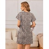 image:imageEkouaer Womens Cotton Nightgowns Soft Short Sleeve Sleep Shirts Printed Night Shirts Night DressLeopard
