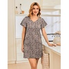 image:imageEkouaer Womens Cotton Nightgowns Soft Short Sleeve Sleep Shirts Printed Night Shirts Night DressLeopard