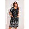 image:imageEkouaer Womens House Dress Floral Print Nightgown with Pockets Mumu DressBlack