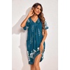 image:imageEkouaer Womens House Dress Floral Print Nightgown with Pockets Mumu DressBlue Green