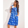 image:imageEkouaer Womens House Dress Floral Print Nightgown with Pockets Mumu DressBlue Leaf