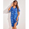 image:imageEkouaer Womens House Dress Floral Print Nightgown with Pockets Mumu DressBlue Leaf