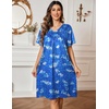 image:imageEkouaer Womens House Dress Floral Print Nightgown with Pockets Mumu DressBlue Leaf