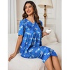 image:imageEkouaer Womens House Dress Floral Print Nightgown with Pockets Mumu DressBlue Leaf