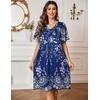 image:imageEkouaer Womens House Dress Floral Print Nightgown with Pockets Mumu DressBlue and White Flower
