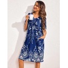 image:imageEkouaer Womens House Dress Floral Print Nightgown with Pockets Mumu DressBlue and White Flower