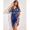 image:imageEkouaer Womens House Dress Floral Print Nightgown with Pockets Mumu DressBlue and White Flower