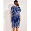 image:imageEkouaer Womens House Dress Floral Print Nightgown with Pockets Mumu DressBlue and White Flower