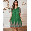 image:imageEkouaer Womens House Dress Floral Print Nightgown with Pockets Mumu DressGreen Boho