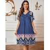 image:imageEkouaer Womens House Dress Floral Print Nightgown with Pockets Mumu DressNavy Blue