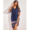 image:imageEkouaer Womens House Dress Floral Print Nightgown with Pockets Mumu DressNavy Boho