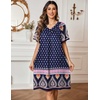 image:imageEkouaer Womens House Dress Floral Print Nightgown with Pockets Mumu DressNavy Boho