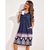 image:imageEkouaer Womens House Dress Floral Print Nightgown with Pockets Mumu DressNavy Boho