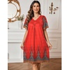 image:imageEkouaer Womens House Dress Floral Print Nightgown with Pockets Mumu DressRed Boho
