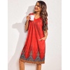 image:imageEkouaer Womens House Dress Floral Print Nightgown with Pockets Mumu DressRed Boho