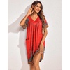 image:imageEkouaer Womens House Dress Floral Print Nightgown with Pockets Mumu DressRed Boho
