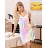 image:imageEkouaer Womens Nightgown 2 Pack Nightgown V Neck Lace Sleepwear Sleeveless Chemise Womens nightgowns amp sleepshirts SXXLPinkblue Ttiedye