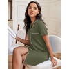 image:imageEkouaer Womens Nightgown Button Down Night Gowns Short Sleeve Sleepshirt V Neck Nightshirt Soft Sleepwear SXXLArmy Green