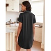 image:imageEkouaer Womens Nightgown Button Down Night Gowns Short Sleeve Sleepshirt V Neck Nightshirt Soft Sleepwear SXXLBlack